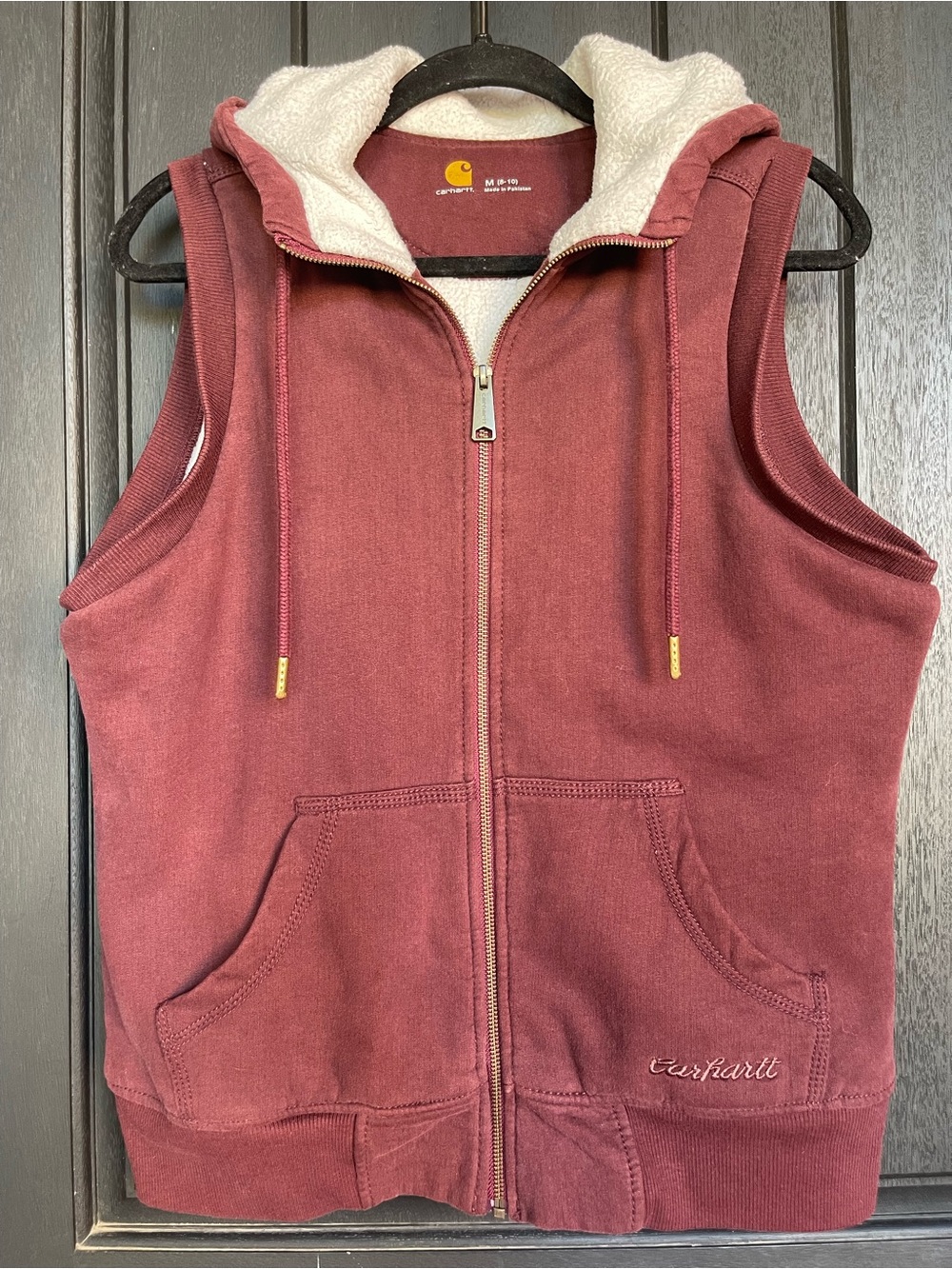 Carhartt Sherpa Lined Hooded Zip Vest Mauve Burgundy Women’s Medium